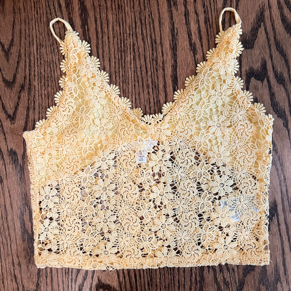 H&M Yellow Lace Tank Top